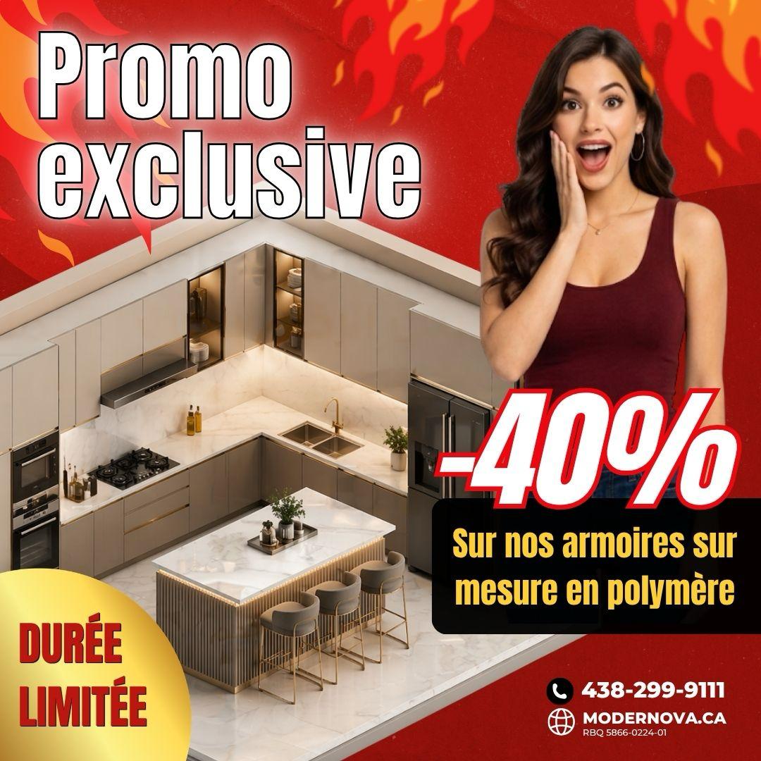 Promo exclusive -40% sur nos armoires sur mesure en polymère